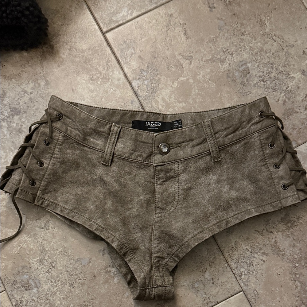 Jaded London Women's Tan Lace-Up Shorts